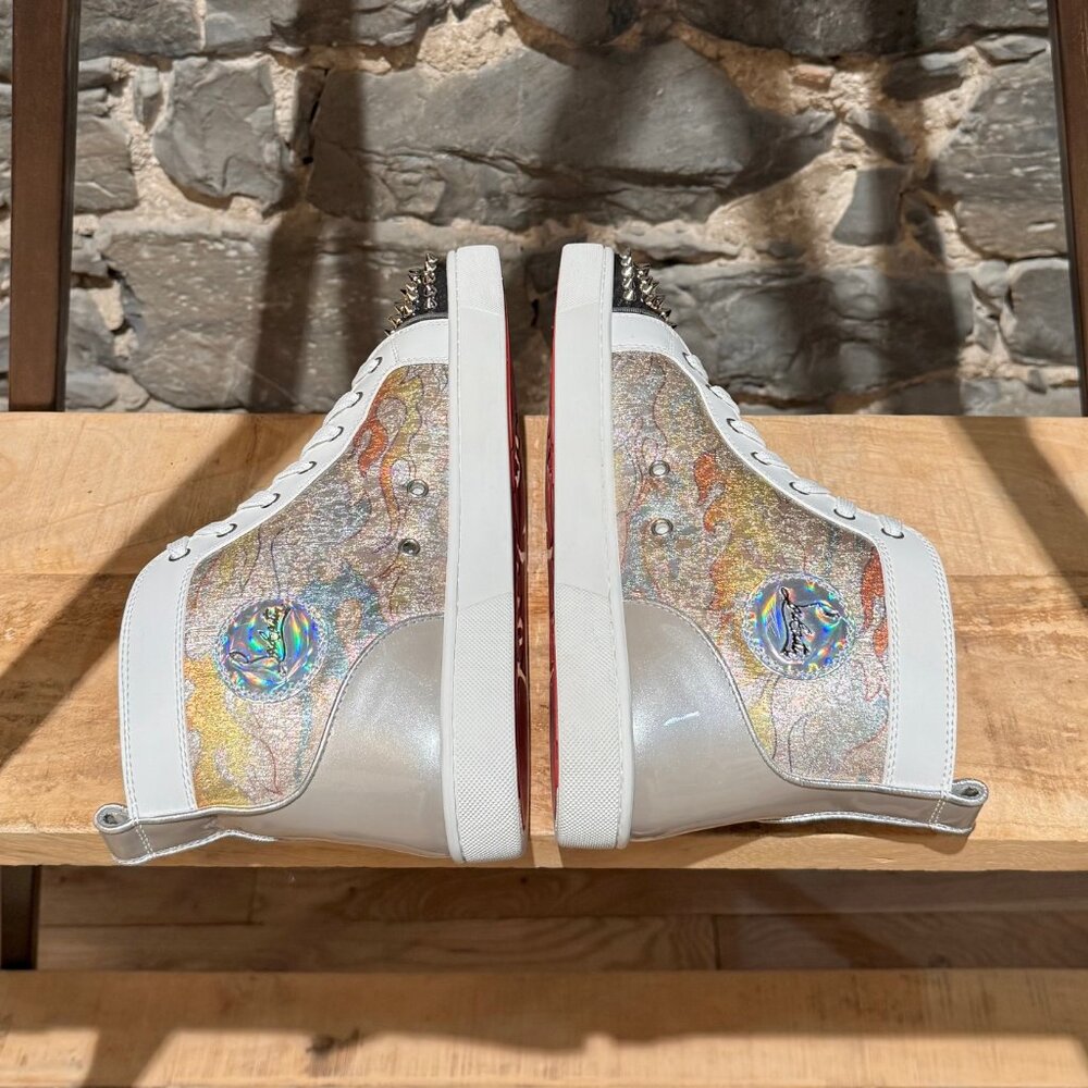 Christian Louboutin Lou Spikes Flame Lurex High-top Sneakers - Picture 10 of 15